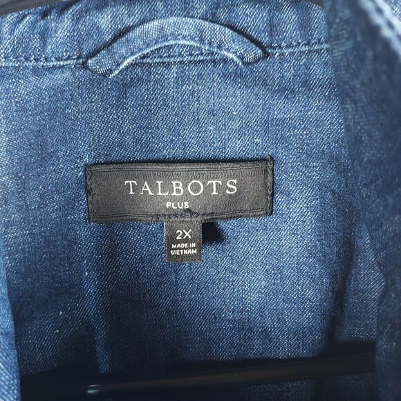 Talbots Plus Denim Utility Jacket 2X Women’s Cotton Hemp Long Sleeve - Picture 4 of 11